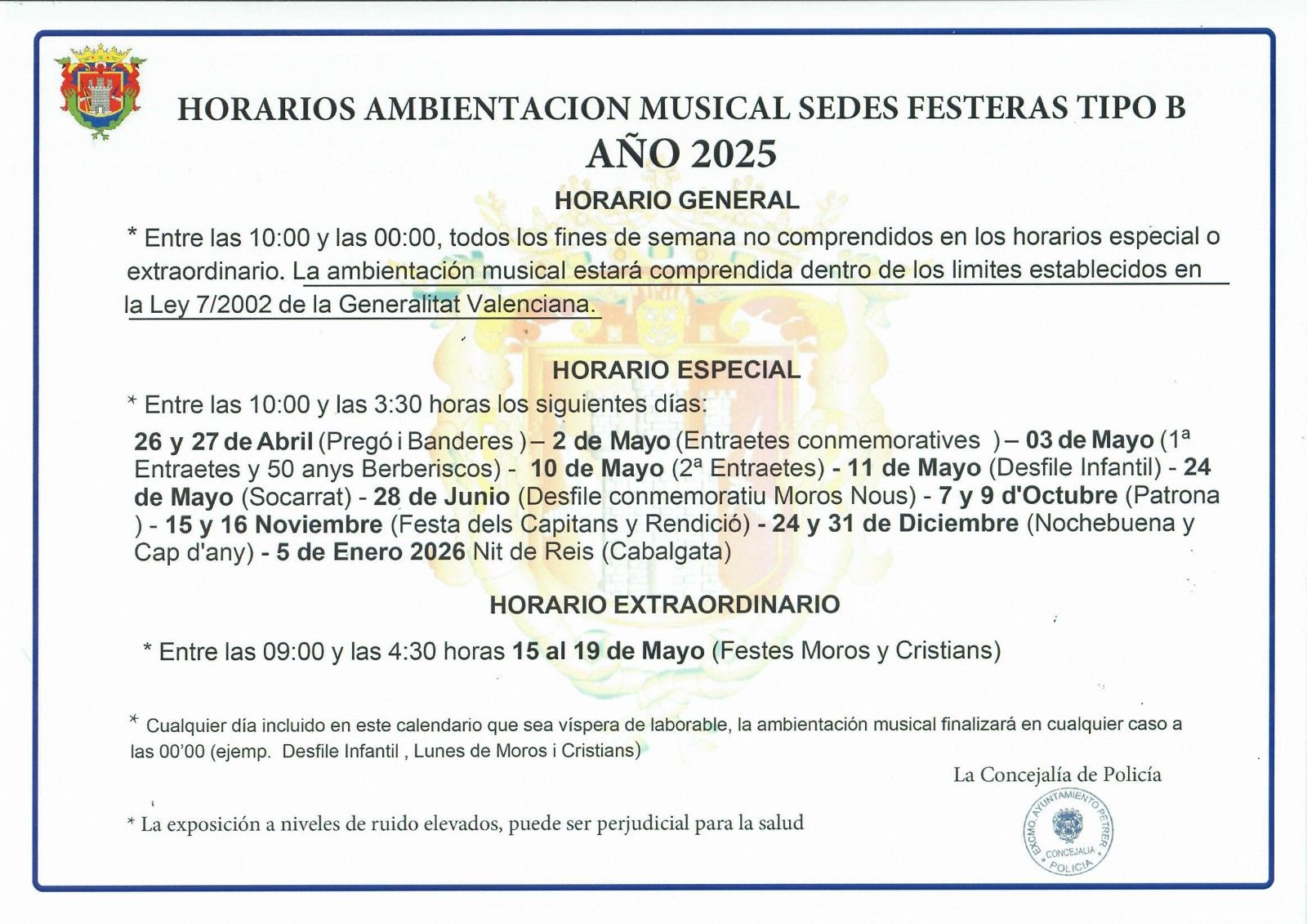 horarios 2025